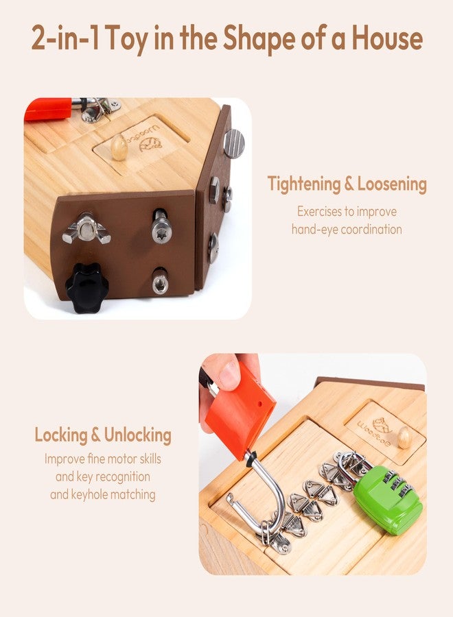 Woodtoe Montessori Screwdriver Board with Lock and Key Toy, Wooden Montessori Toys for Kids 3 4 5 Year Old, Toddler Fine Motor Skills STEM Toy, Preschool Sensory Learning Birthday Gifts for Boys Girls - Image 2